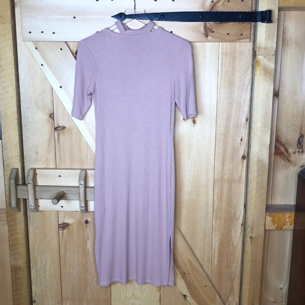 topshop | choker neck ribbed midi dress - Picture 4 of 8